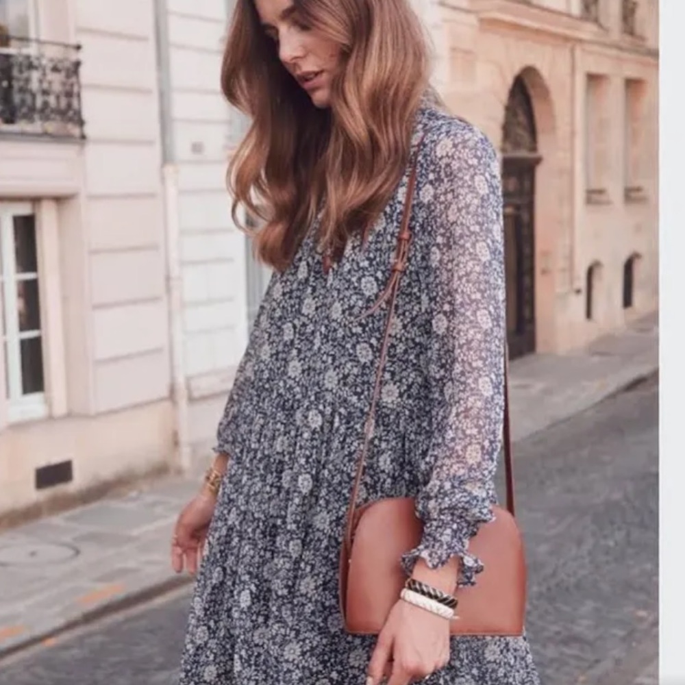 Sezane Olivia Dress Navy Floral US Size 6 (French size 38)